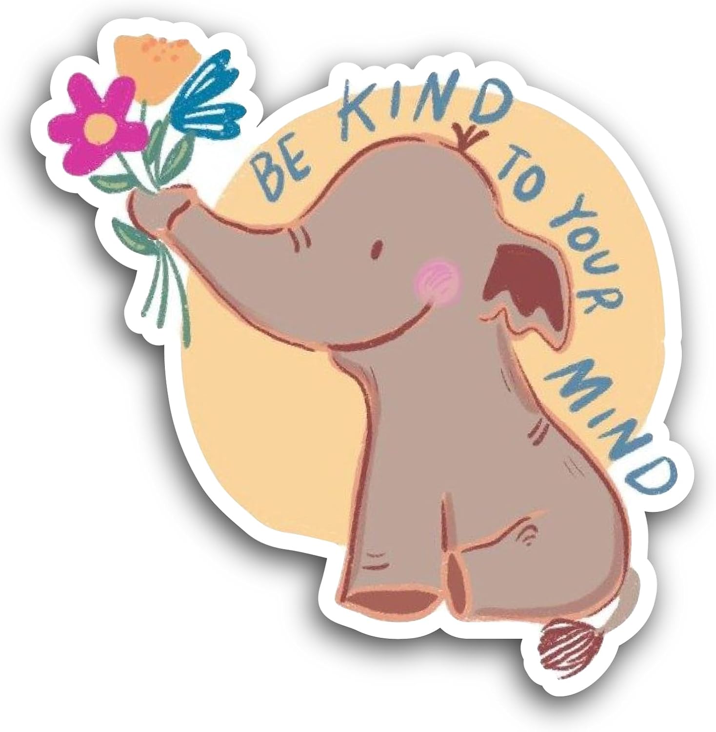 2 (Pieces) 3" and 5" Elephant Holding A Bunch of Flowers Sticker, Waterproof Vinyl Decals for Many Purpose Like Cars, Trucks, Laptops, Phones, Windows and More