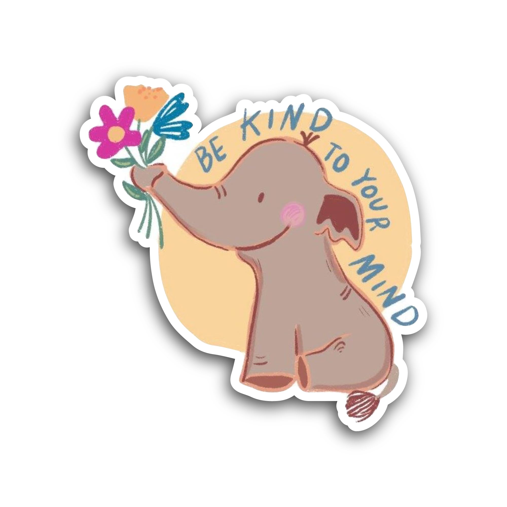 2 (Pieces) 3" and 5" Elephant Holding A Bunch of Flowers Sticker, Waterproof Vinyl Decals for Many P