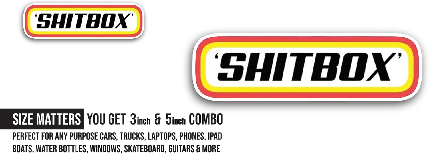 2 (Pieces) 3" and 5" Box Text Sticker, Waterproof Vinyl Decals for Many Purpose Like Cars, Trucks, Laptops, Phones, Windows and More