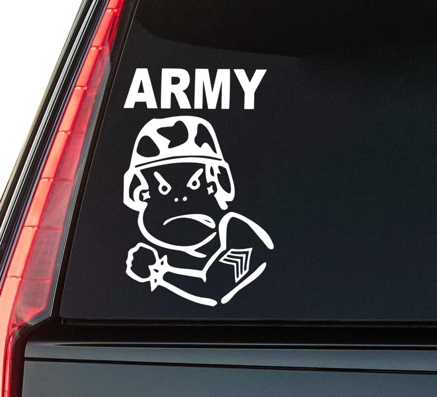Army Window Vinyl Decal Sticker 6" (White), Waterproof Vinyl Decals for Many Purpose Like Cars, Trucks, Laptops, Phones, Windows and More