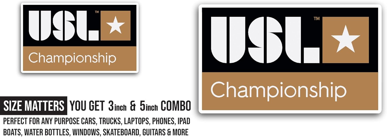 2 (Pieces) 3" and 5" USL Champi0nship Sticker, Waterproof Vinyl Decals for Many Purpose Like Cars, Trucks, Laptops, Phones, Windows and More