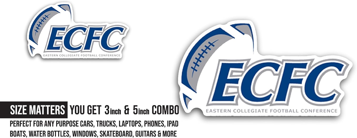 2 (Pieces) 3" and 5" Eastern C0llegiate Football Conference Sticker, Waterproof Vinyl Decals for Many Purpose Like Cars, Trucks, Laptops, Phones, Windows and More