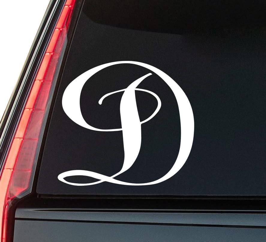 Letter D Window Vinyl Decal Sticker 6" (White), Waterproof Vinyl Decals for Many Purpose Like Cars, Trucks, Laptops, Phones, Windows and More