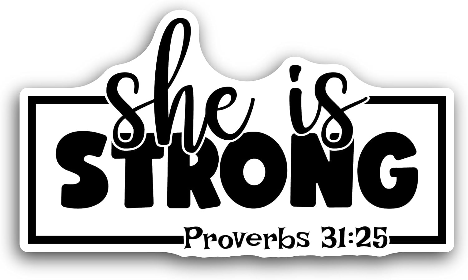 2 (Pieces) 3" and 5" She is Strong Text Sticker, Waterproof Vinyl Decals for Many Purpose Like Cars, Trucks, Laptops, Phones, Windows and More