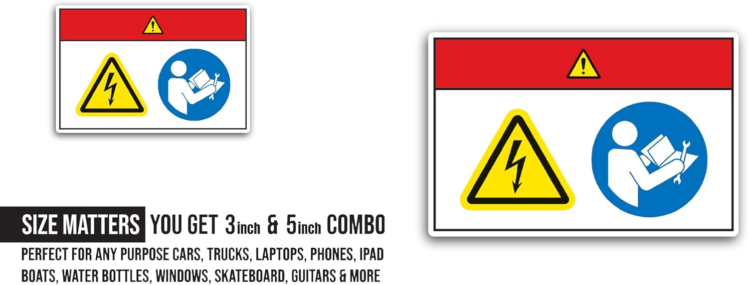 2 (Pieces) 3" and 5" Warning Sign High v0ltage Sticker, Waterproof Vinyl Decals for Many Purpose Like Cars, Trucks, Laptops, Phones, Windows and More