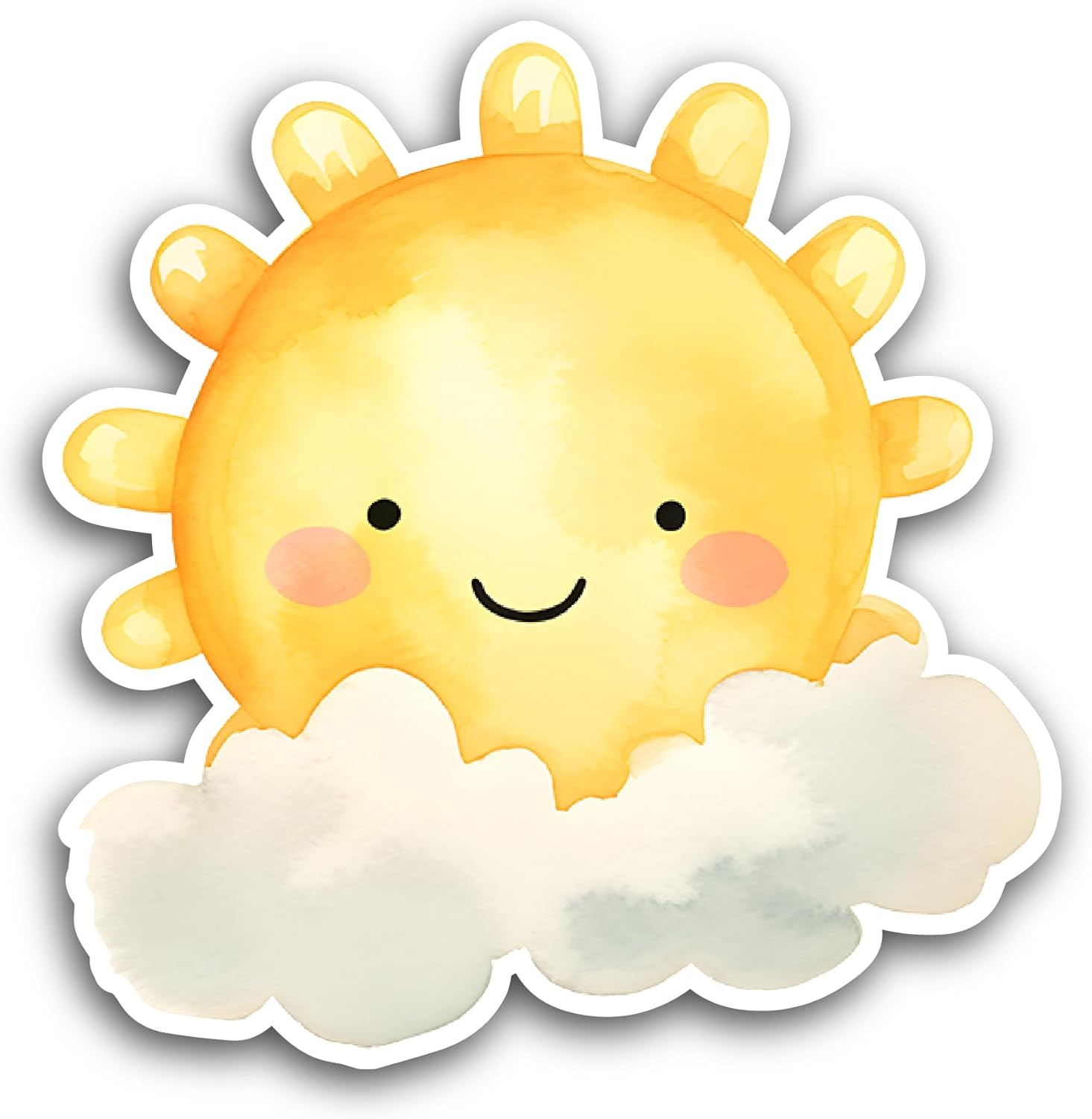 2 (Pieces) 3" and 5" Sun with A Cloud Sticker, Waterproof Vinyl Decals for Many Purpose Like Cars, Trucks, Laptops, Phones, Windows and More
