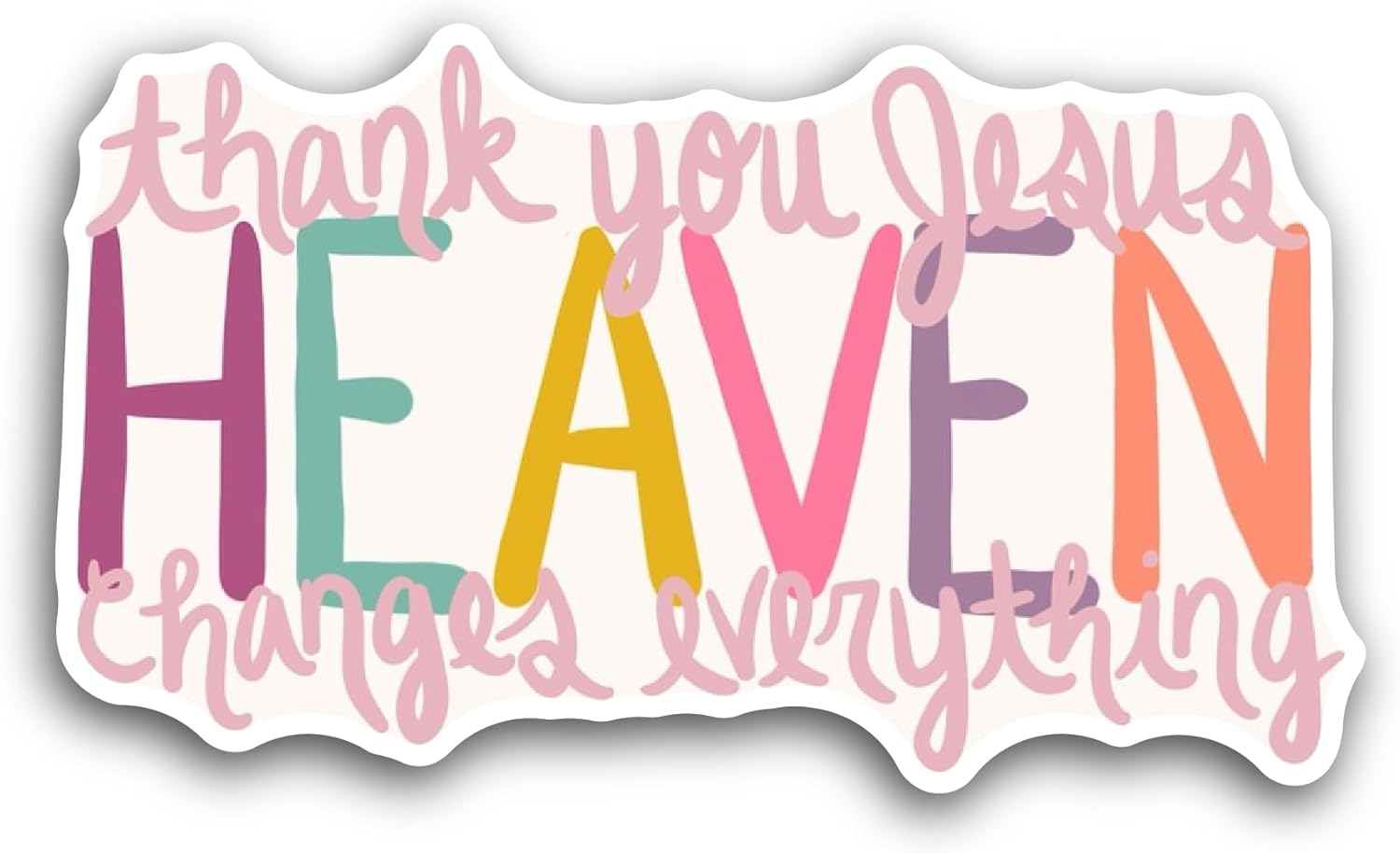 2 (Pieces) 3" and 5" Heaven Sticker, Waterproof Vinyl Decals for Many Purpose Like Cars, Trucks, Laptops, Phones, Windows and More