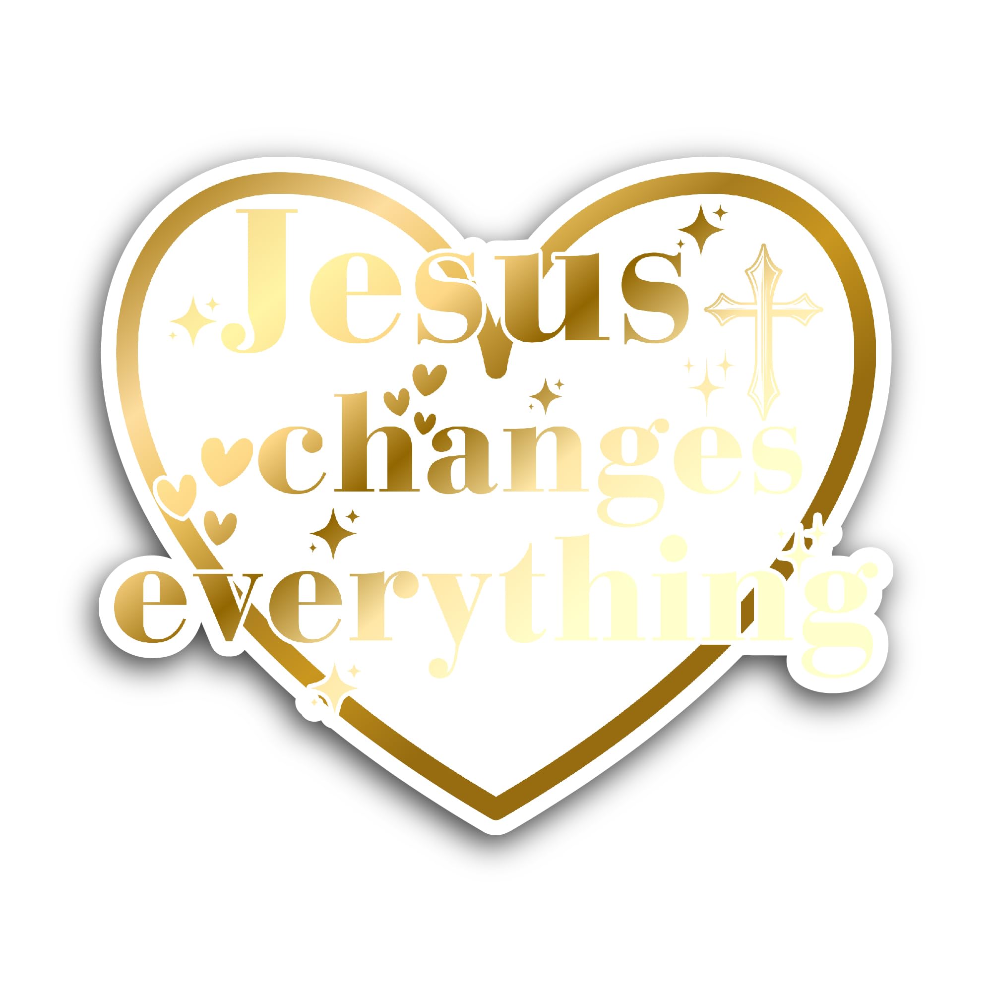 2 (Pieces) 3" and 5" Jesus Changes Everything Sticker, Waterproof Vinyl Decals for Many Purpose Like