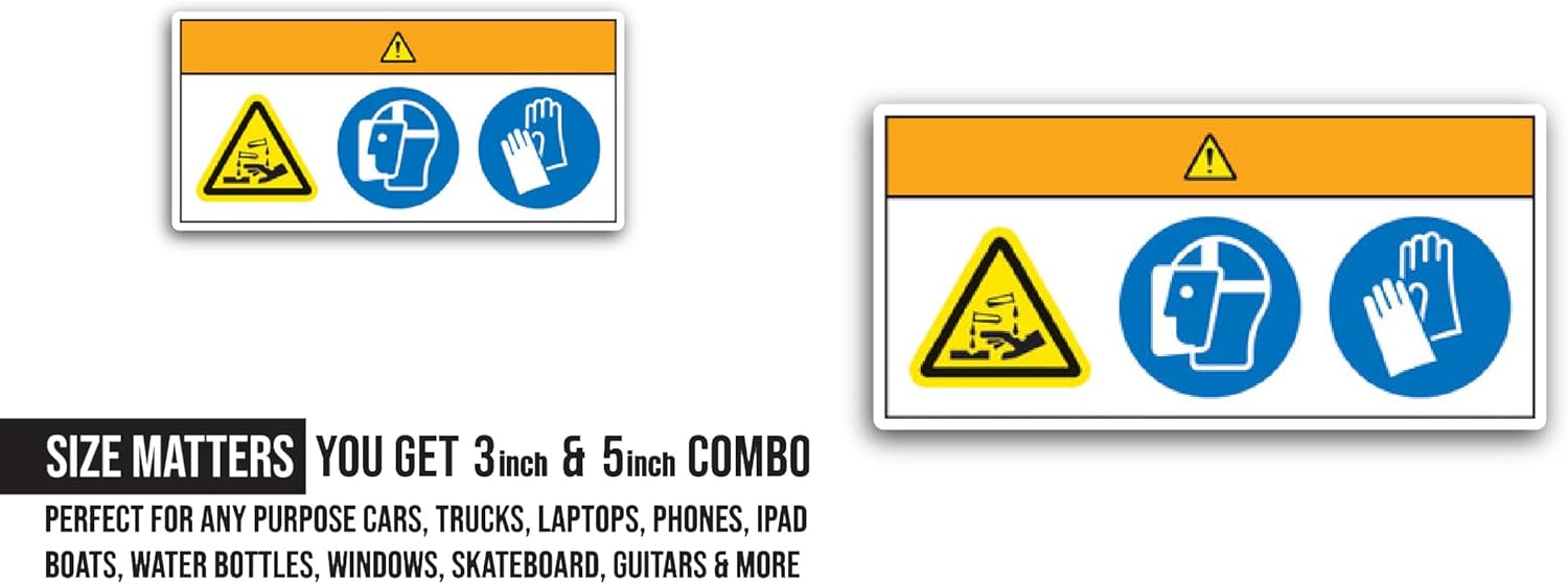 2 (Pieces) 3" and 5" Warning Signs Sticker, Waterproof Vinyl Decals for Many Purpose Like Cars, Trucks, Laptops, Phones, Windows and More