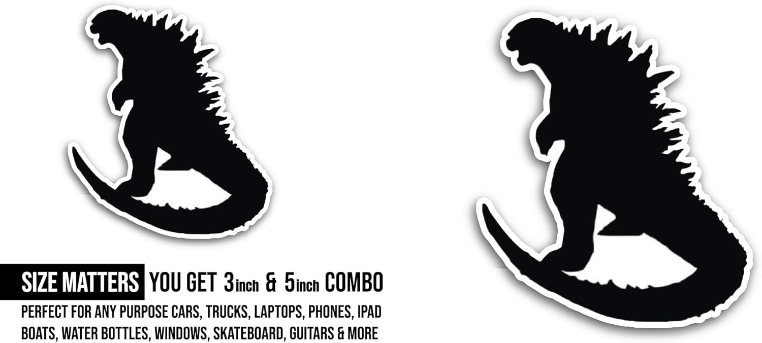 2 (Pieces) 3" and 5" Dinosaur Sticker, Waterproof Vinyl Decals for Many Purpose Like Cars, Trucks, Laptops, Phones, Windows and More