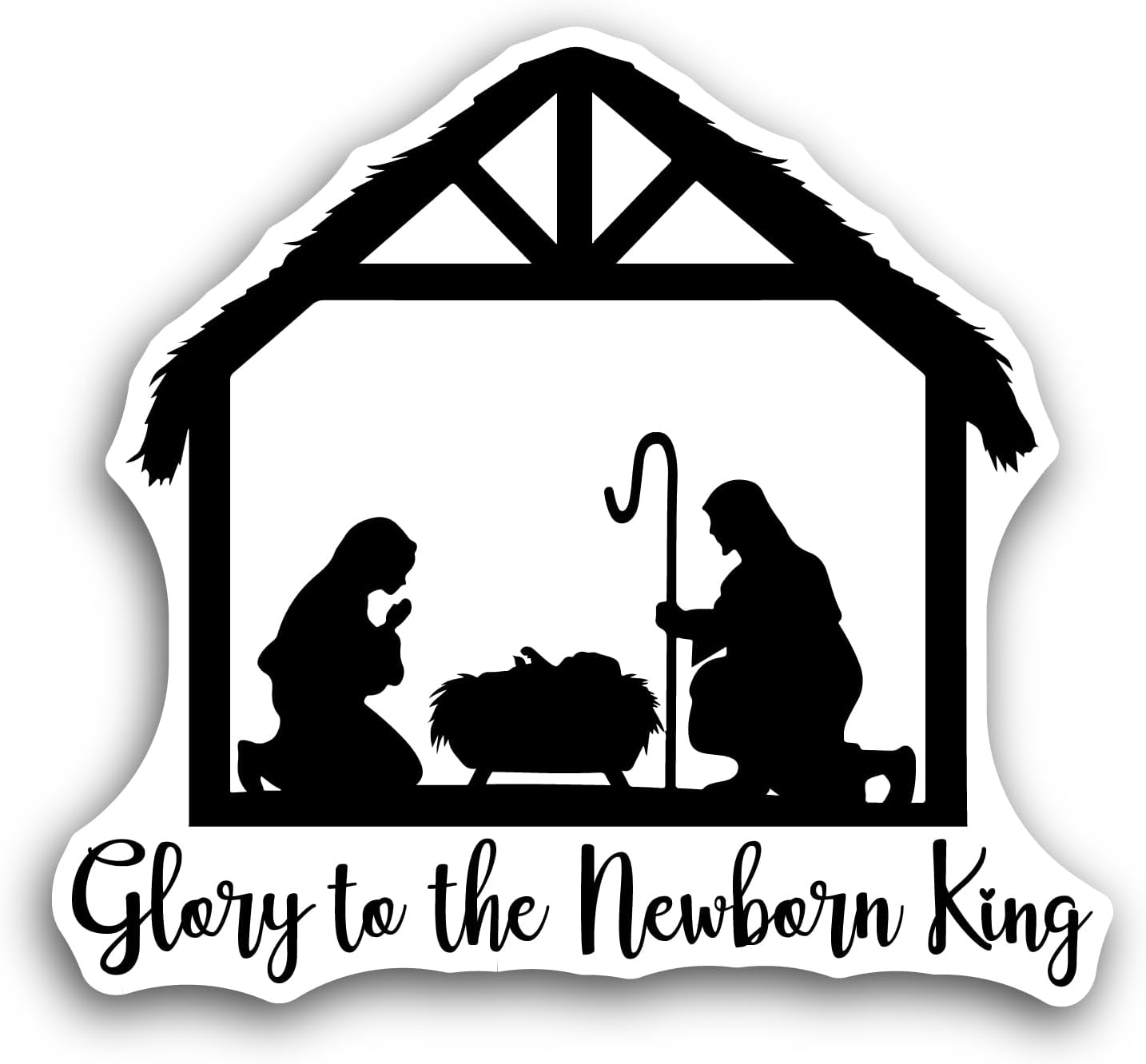 2 (Pieces) 3" and 5" Baby Jesus in Bethlehem Sticker, Waterproof Vinyl Decals for Many Purpose Like Cars, Trucks, Laptops, Phones, Windows and More