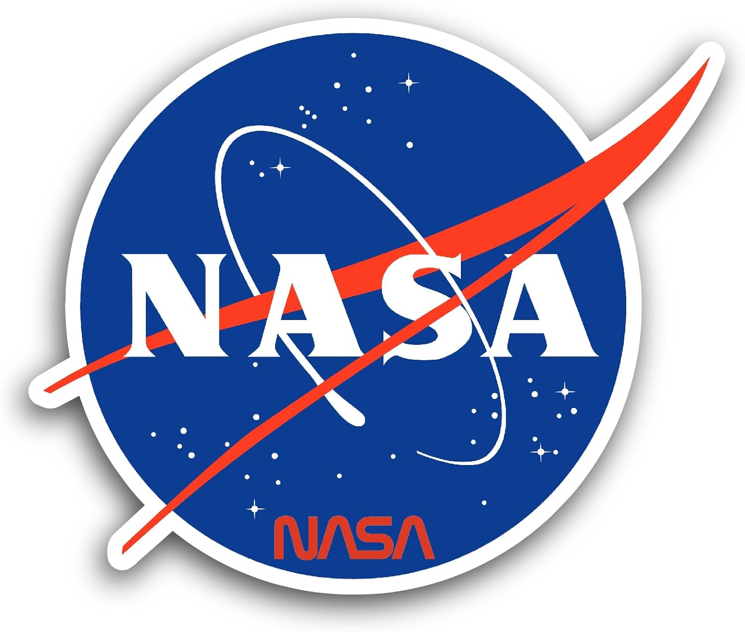 2 (Pieces) 3" and 5" NASA Logo Sticker, Waterproof Vinyl Decals for Many Purpose Like Cars, Trucks, Laptops, Phones, Windows and More