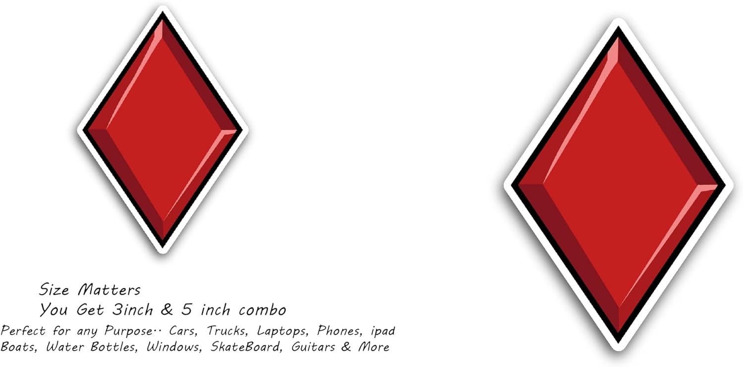 2 (Pieces) 3" and 5" Diamond Sticker, Waterproof Vinyl Decals for Many Purpose Like Cars, Trucks, Laptops, Phones, Windows and More