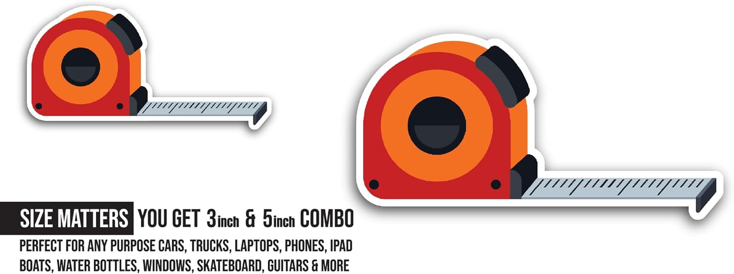 2 (Pieces) 3" and 5" Measuring Tape Sticker, Waterproof Vinyl Decals for Many Purpose Like Cars, Trucks, Laptops, Phones, Windows and More