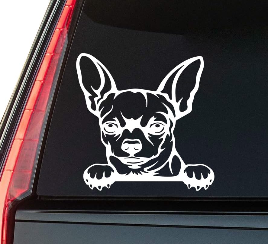 Chihuahua Window Vinyl Decal Sticker 6" (White), Waterproof Vinyl Decals for Many Purpose Like Cars, Trucks, Laptops, Phones, Windows and More
