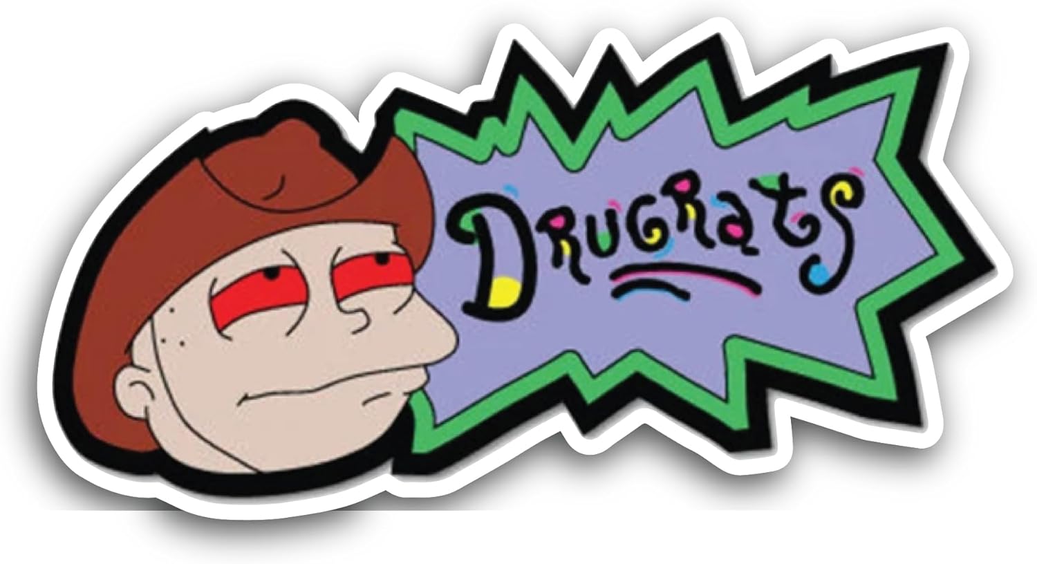 2 (Pieces) 3" and 5" Drugrats Sticker, Waterproof Vinyl Decals for Many Purpose Like Cars, Trucks, Laptops, Phones, Windows and More