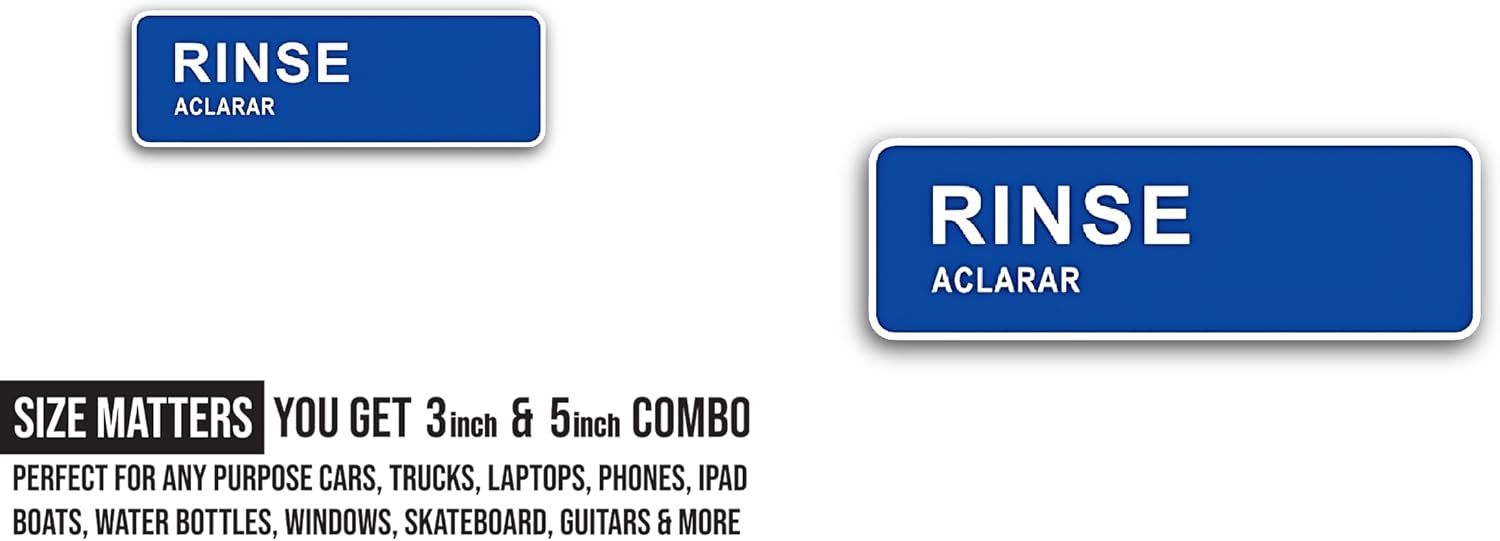 2 (Pieces) 3" and 5" Rinse Sticker, Waterproof Vinyl Decals for Many Purpose Like Cars, Trucks, Laptops, Phones, Windows and More