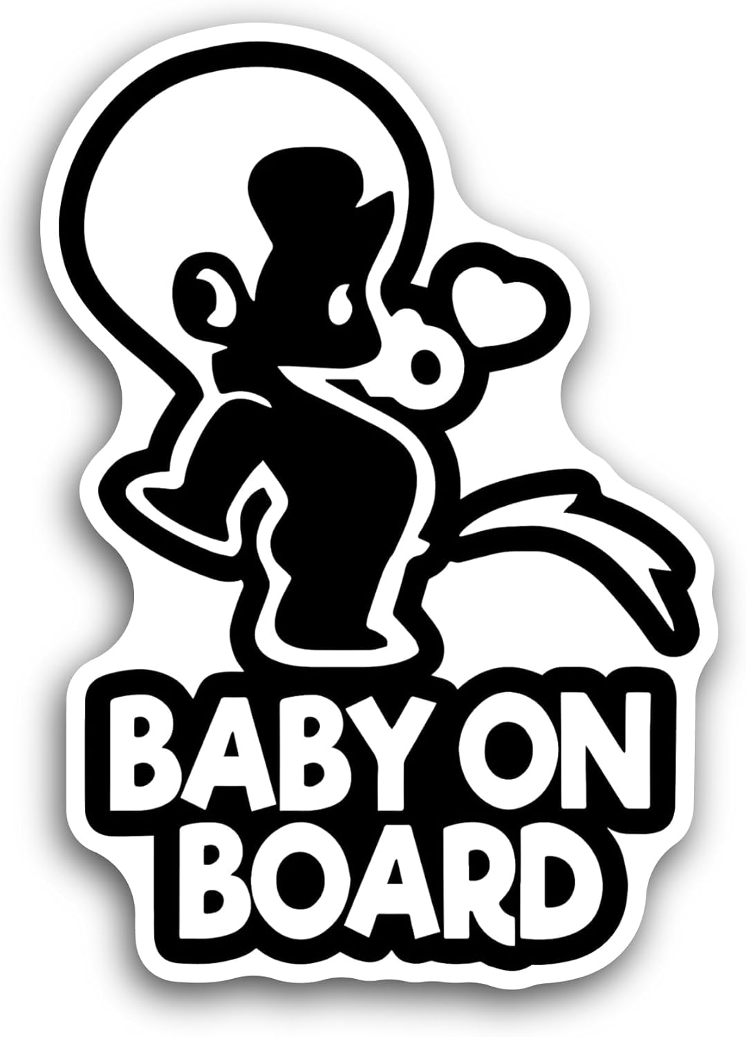 2 (Pieces) 3" and 5" Baby On Board Black Sticker, Waterproof Vinyl Decals for Many Purpose Like Cars, Trucks, Laptops, Phones, Windows and More
