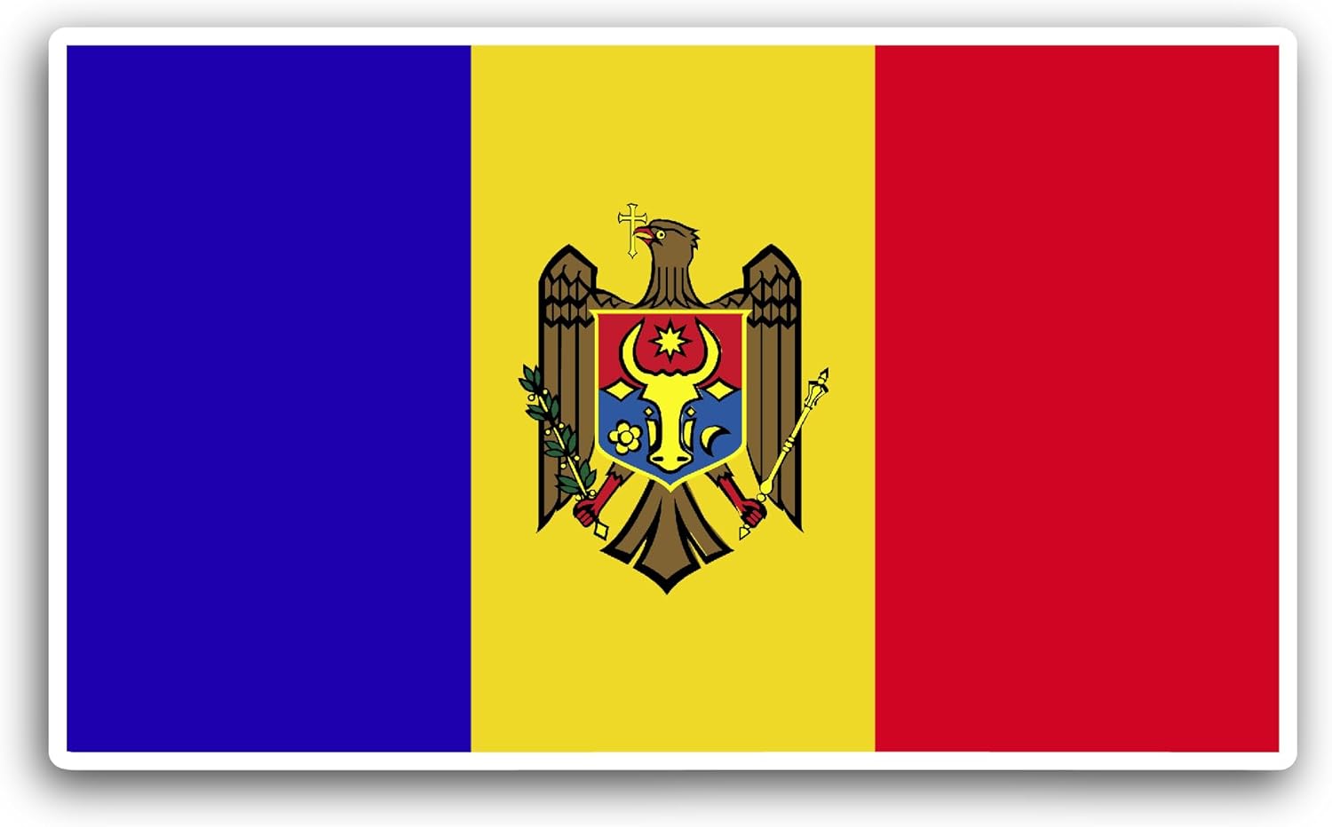 2 (Pieces) 3" and 5" Moldova Flag Sticker, Waterproof Vinyl Decals for Many Purpose Like Cars, Trucks, Laptops, Phones, Windows and More