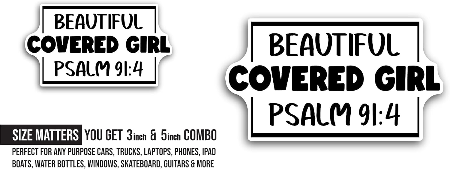 2 (Pieces) 3" and 5" Beautiful Covered Girl Text Sticker, Waterproof Vinyl Decals for Many Purpose Like Cars, Trucks, Laptops, Phones, Windows and More