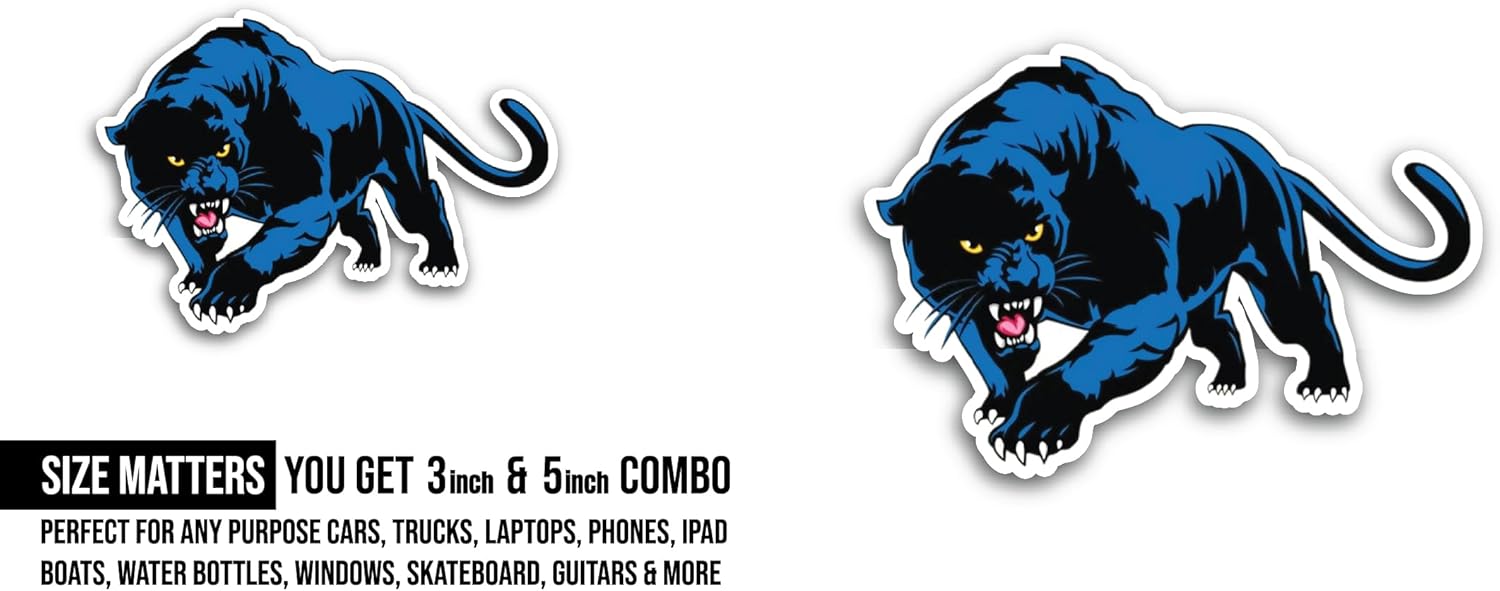 2 (Pieces) 3" and 5" Blue Panther Sticker, Waterproof Vinyl Decals for Many Purpose Like Cars, Trucks, Laptops, Phones, Windows and More