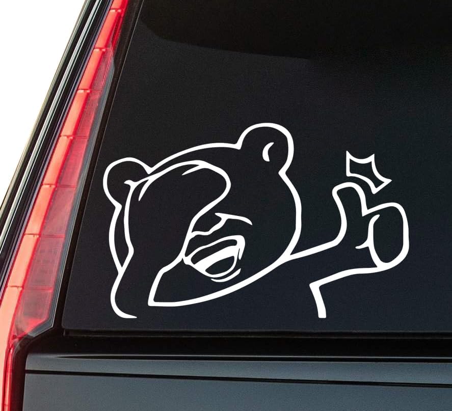 Cartoon Bear Window Vinyl Decal Sticker 6" (White), Waterproof Vinyl Decals for Many Purpose Like Cars, Trucks, Laptops, Phones, Windows and More