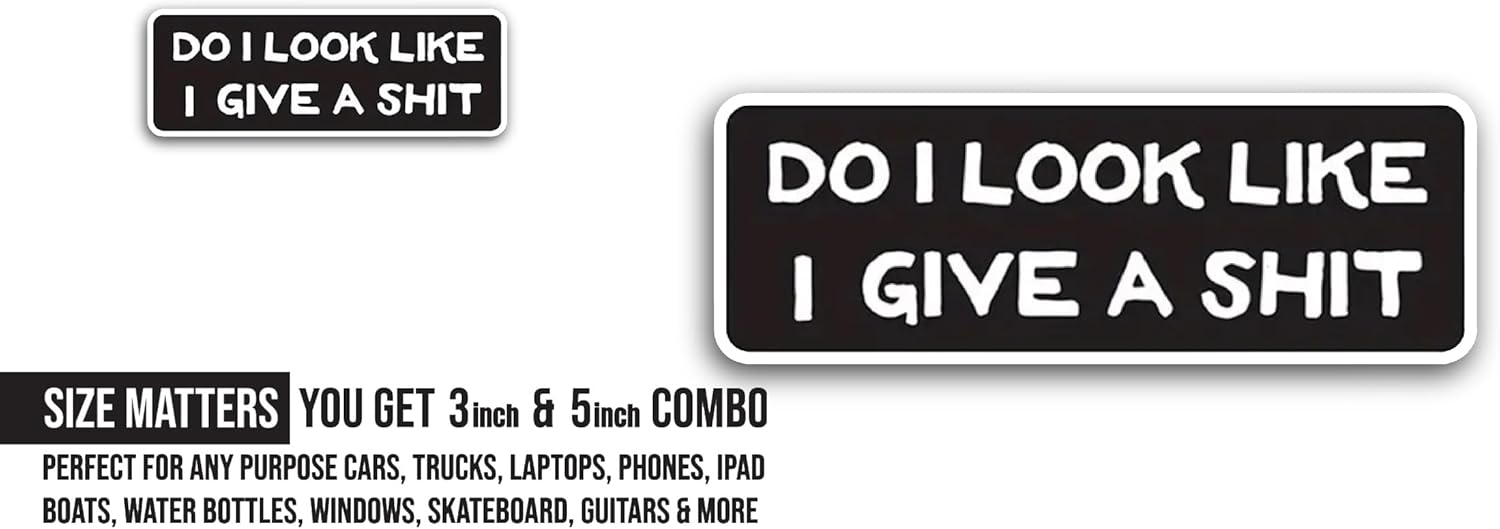 2 (Pieces) 3" and 5" Do I Look Like Text Sticker, Waterproof Vinyl Decals for Many Purpose Like Cars, Trucks, Laptops, Phones, Windows and More