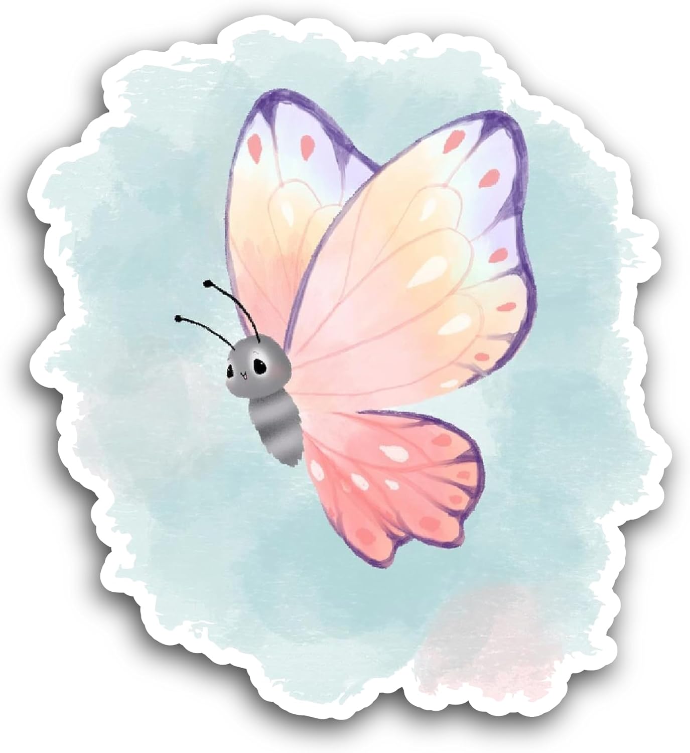 2 (Pieces) 3" and 5" Pink Butterfly Sticker, Waterproof Vinyl Decals for Many Purpose Like Cars, Trucks, Laptops, Phones, Windows and More