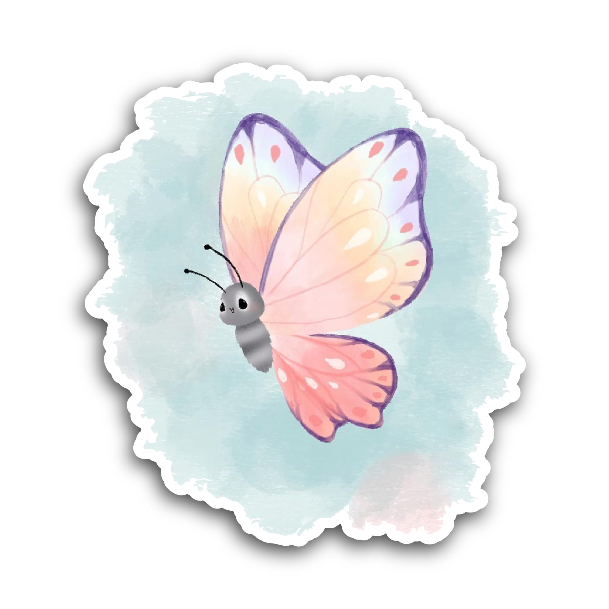 2 (Pieces) 3" and 5" Pink Butterfly Sticker, Waterproof Vinyl Decals for Many Purpose Like Cars, Tru