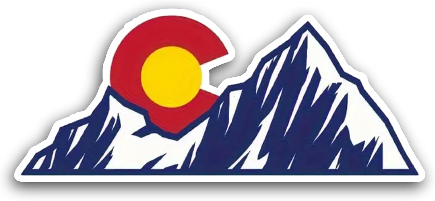 2 (Pieces) 3" and 5" C0lorado Mountain Sun Sticker, Waterproof Vinyl Decals for Many Purpose Like Cars, Trucks, Laptops, Phones, Windows and More