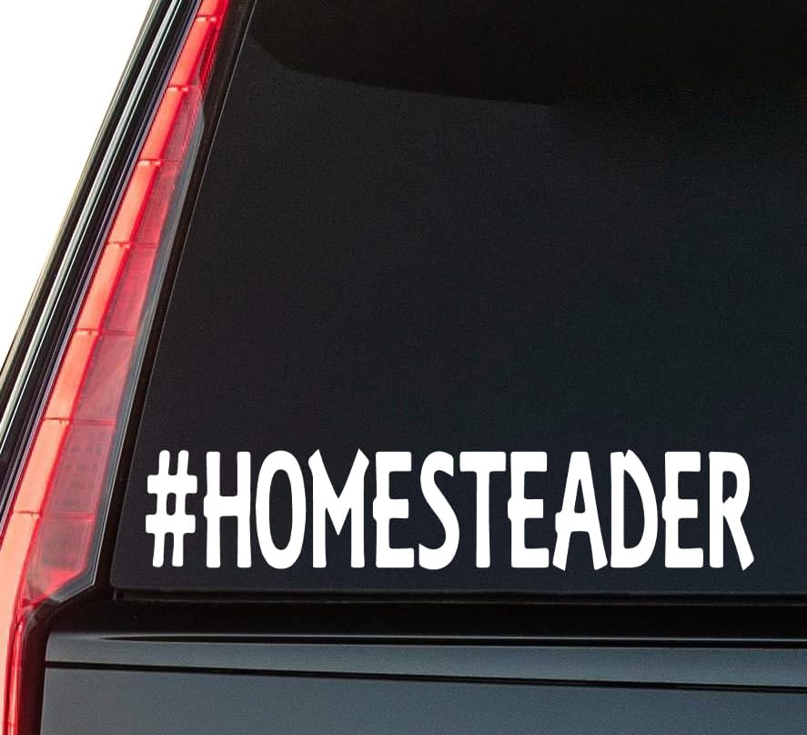 Homesteader Window Vinyl Decal Sticker 6" (White), Waterproof Vinyl Decals for Many Purpose Like Cars, Trucks, Laptops, Phones, Windows and More