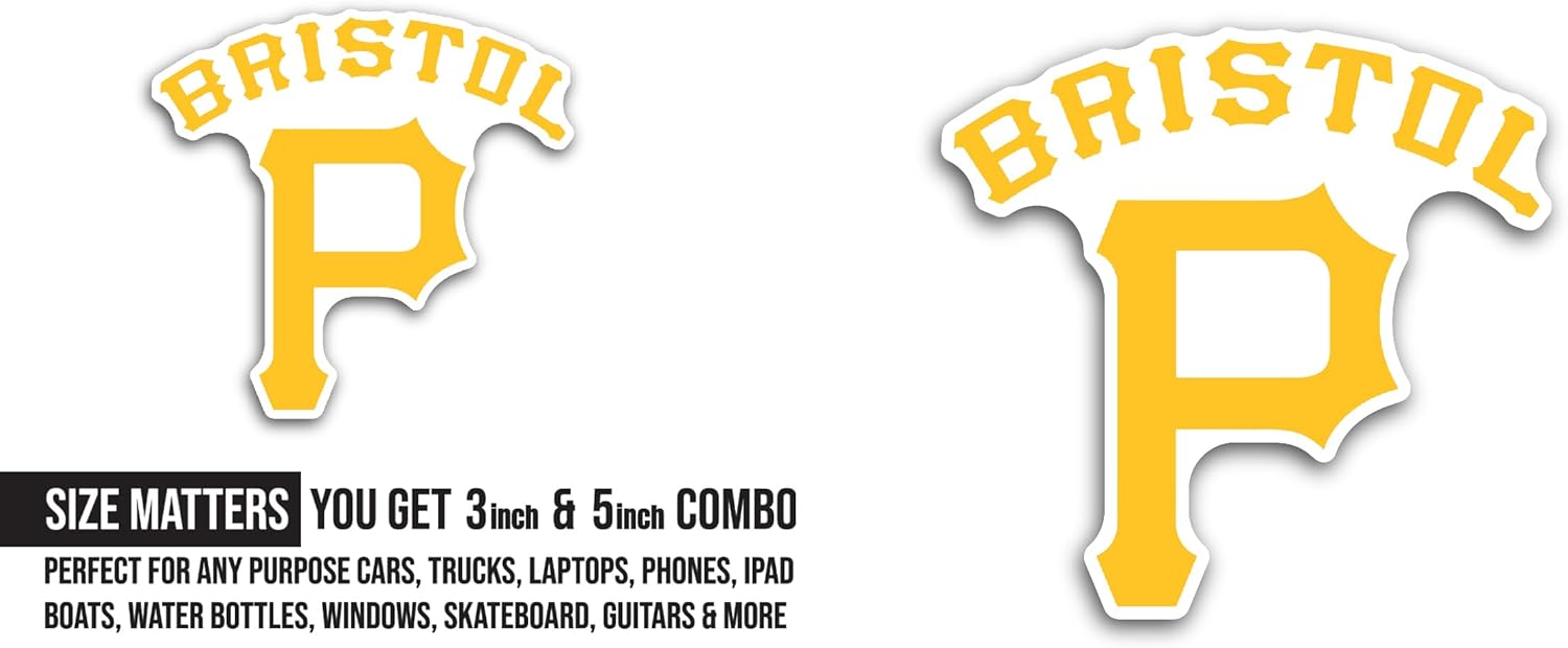 2 (Pieces) 3" and 5" Brist0l Sticker, Waterproof Vinyl Decals for Many Purpose Like Cars, Trucks, Laptops, Phones, Windows and More