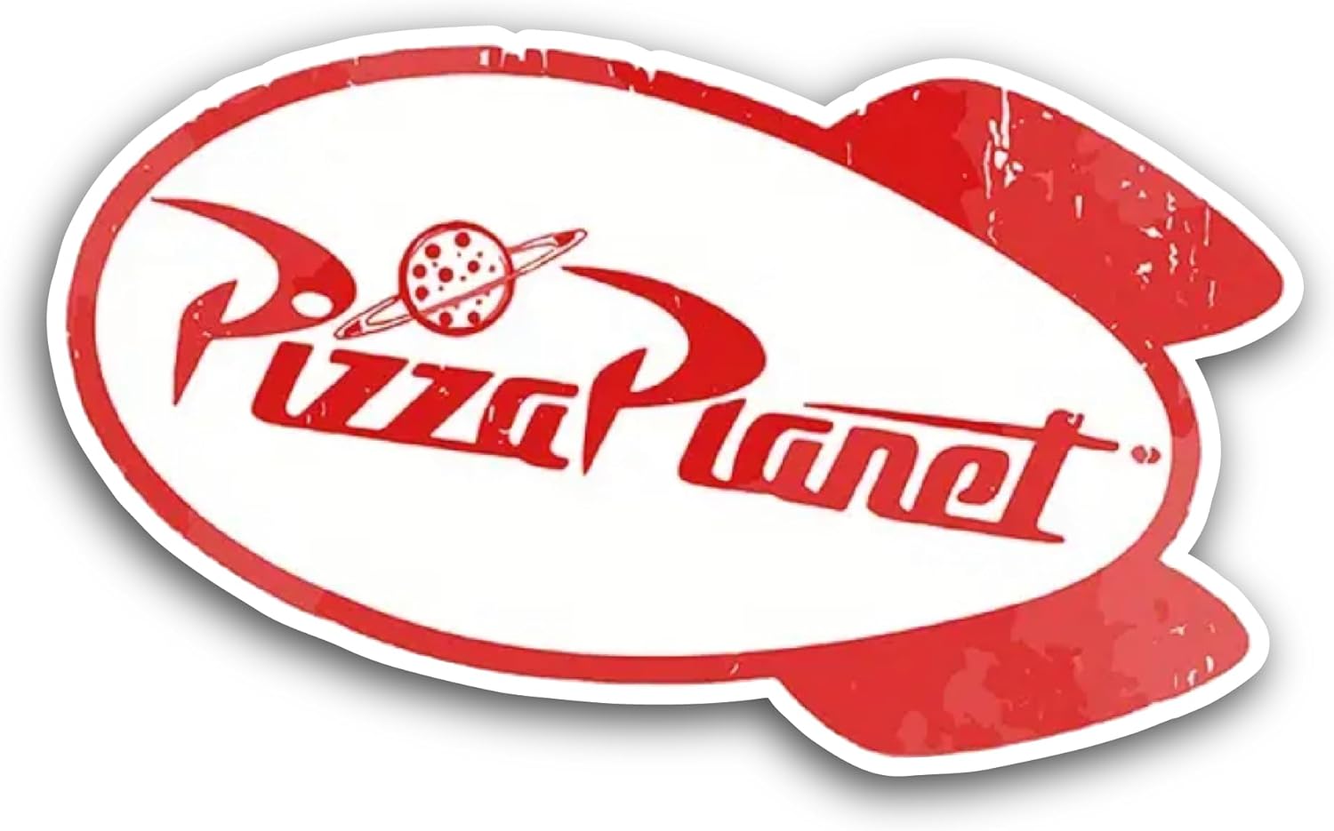 2 (Pieces) 3" and 5" Pizza Planet Sticker, Waterproof Vinyl Decals for Many Purpose Like Cars, Trucks, Laptops, Phones, Windows and More
