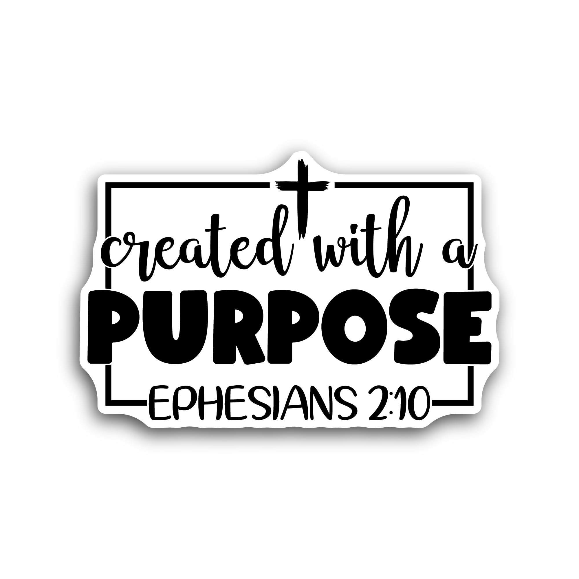 2 (Pieces) 3" and 5" Created with A Purpose Ephesians Sticker, Waterproof Vinyl Decals for Many Purp