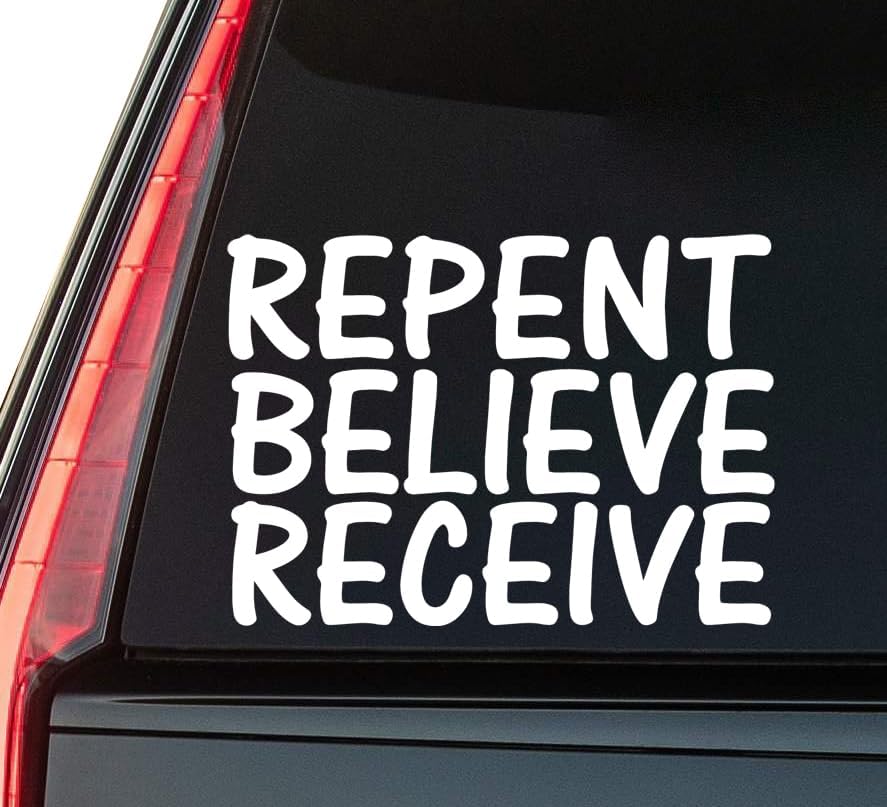 Repent Window Vinyl Decal Sticker 6" (White), Waterproof Vinyl Decals for Many Purpose Like Cars, Trucks, Laptops, Phones, Windows and More