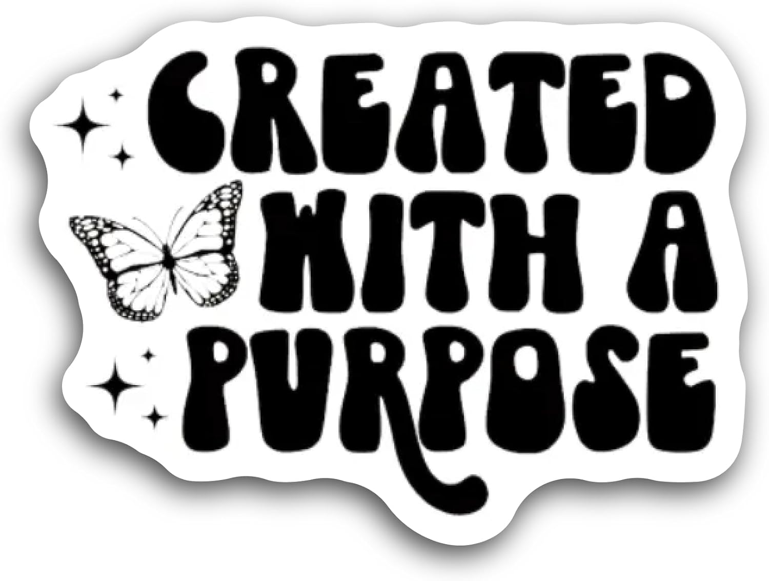 2 (Pieces) 3" and 5" Created with A Purpose Bold Text Sticker, Waterproof Vinyl Decals for Many Purpose Like Cars, Trucks, Laptops, Phones, Windows and More