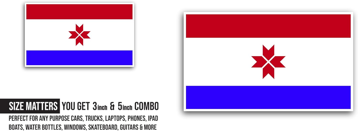 2 (Pieces) 3" and 5" Mordovia Flag Sticker, Waterproof Vinyl Decals for Many Purpose Like Cars, Trucks, Laptops, Phones, Windows and More
