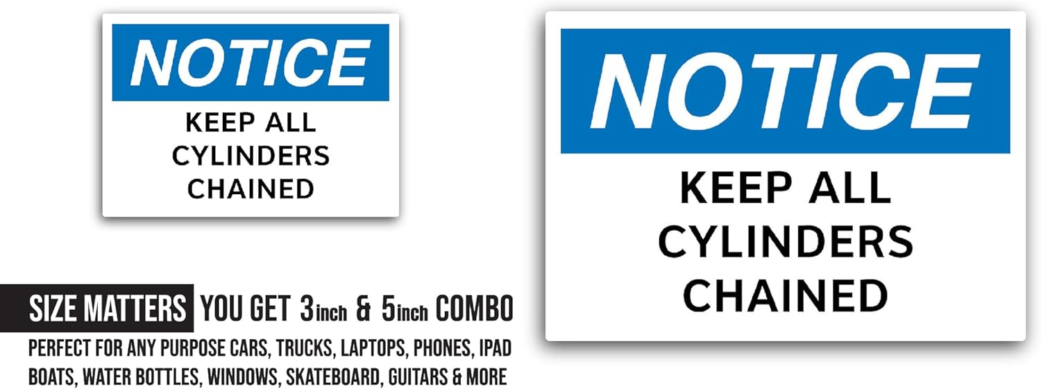 2 (Pieces) 3" and 5" Keep All Cylinders Chained Sticker, Waterproof Vinyl Decals for Many Purpose Like Cars, Trucks, Laptops, Phones, Windows and More
