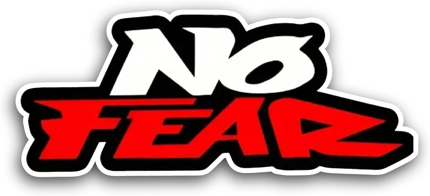 2 (Pieces) 3" and 5" No Fear Text Sticker, Waterproof Vinyl Decals for Many Purpose Like Cars, Trucks, Laptops, Phones, Windows and More
