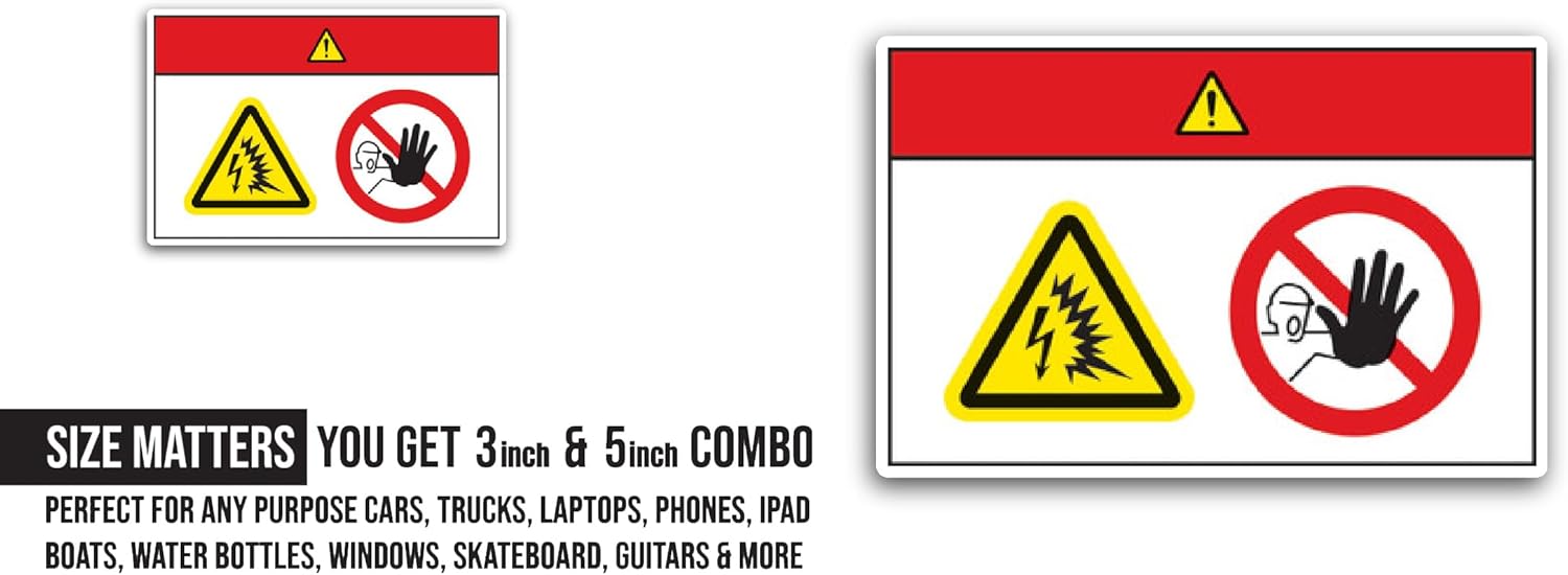 2 (Pieces) 3" and 5" High-Voltage sensitisation Sticker, Waterproof Vinyl Decals for Many Purpose Like Cars, Trucks, Laptops, Phones, Windows and More