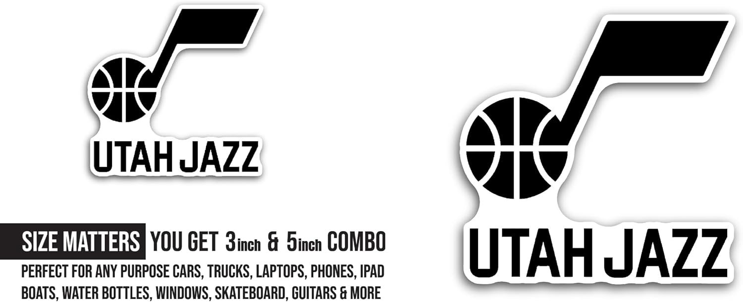 2 (Pieces) 3" and 5" Ut@h J@zz Logo Decal Sticker, Waterproof Vinyl Decals for Many Purpose Like Cars, Trucks, Laptops, Phones, Windows and More