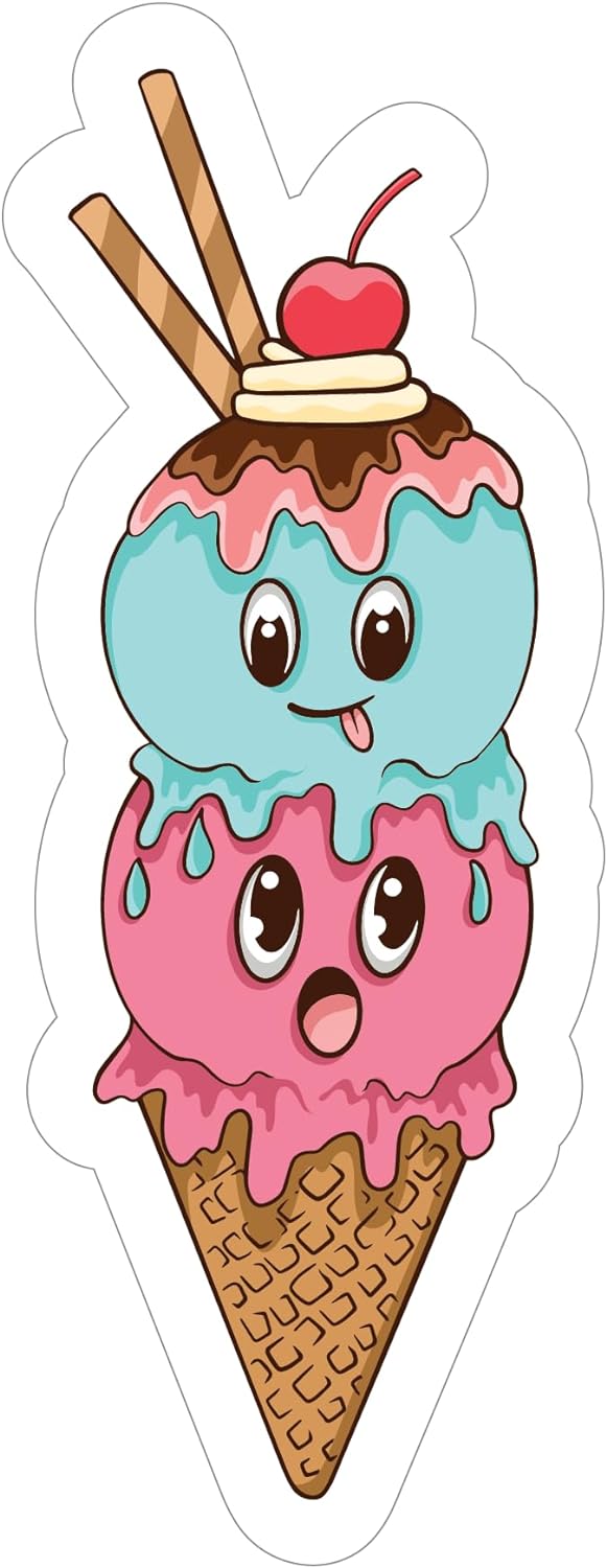 Inspirational Quote Cute Double Scoop Cone Icecream Motivational Sticker Vinyl Decal Motivation Stickers- 5" Vinyl Sticker Waterproof