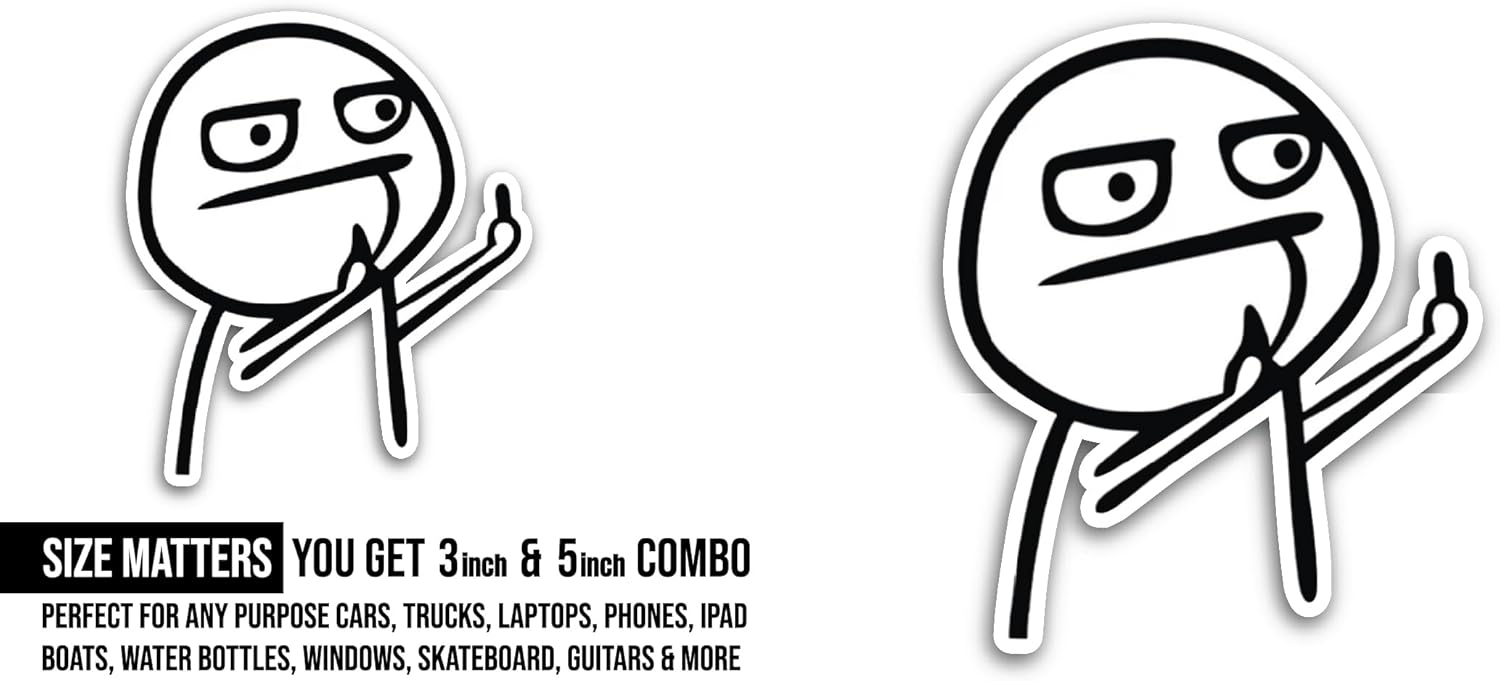 2 (Pieces) 3" and 5" Funny Person Sticker, Waterproof Vinyl Decals for Many Purpose Like Cars, Trucks, Laptops, Phones, Windows and More