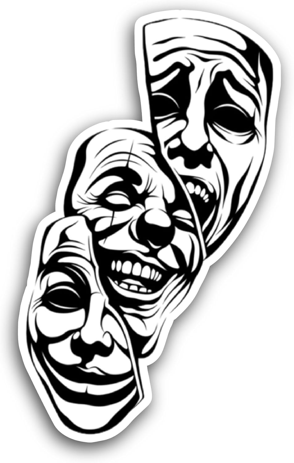 2 (Pieces) 3" and 5" Masks for The Theatre Drama Sticker, Waterproof Vinyl Decals for Many Purpose Like Cars, Trucks, Laptops, Phones, Windows and More