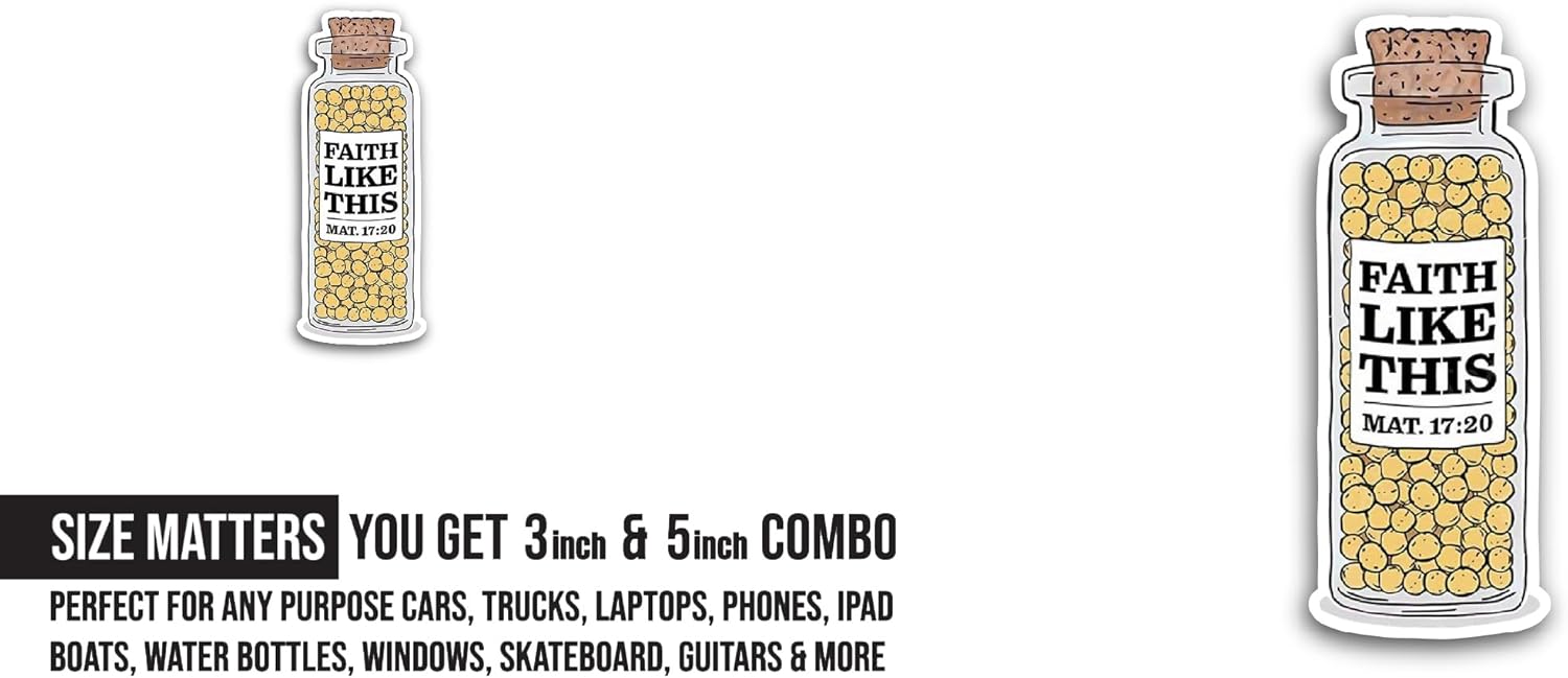 2 (Pieces) 3" and 5" Faith Like This Sticker, Waterproof Vinyl Decals for Many Purpose Like Cars, Trucks, Laptops, Phones, Windows and More
