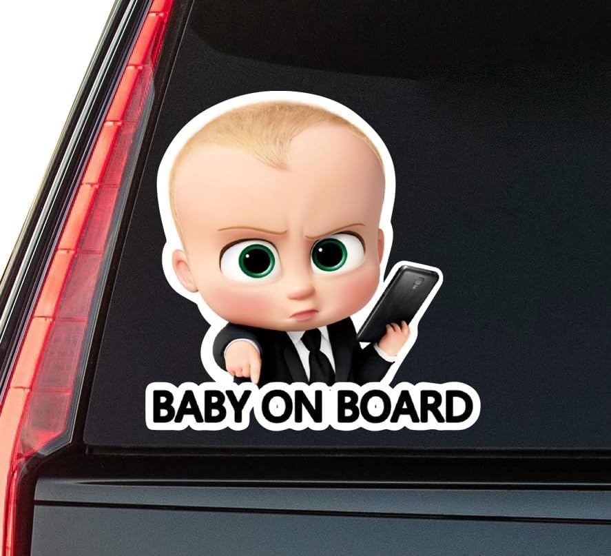 Cool Boy Baby On Board Window Vinyl Decal Sticker 6" (White), Waterproof Vinyl Decals for Many Purpose Like Cars, Trucks, Laptops, Phones, Windows and More
