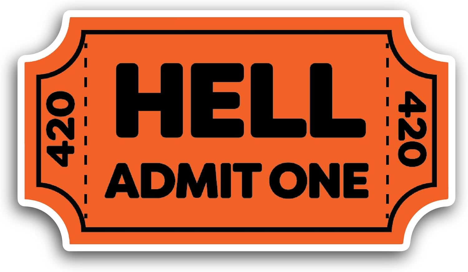 2 (Pieces) 3" and 5" Hell Admit One Sticker, Waterproof Vinyl Decals for Many Purpose Like Cars, Trucks, Laptops, Phones, Windows and More