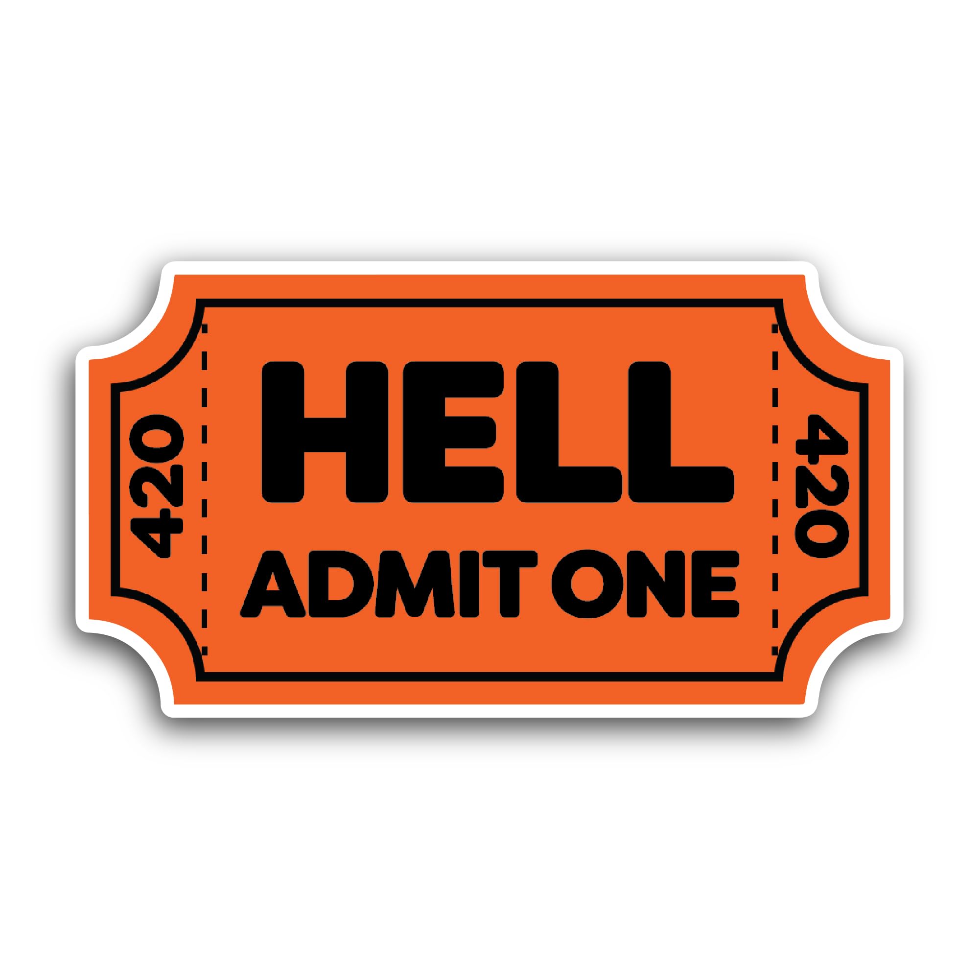 2 (Pieces) 3" and 5" Hell Admit One Sticker, Waterproof Vinyl Decals for Many Purpose Like Cars, Tru