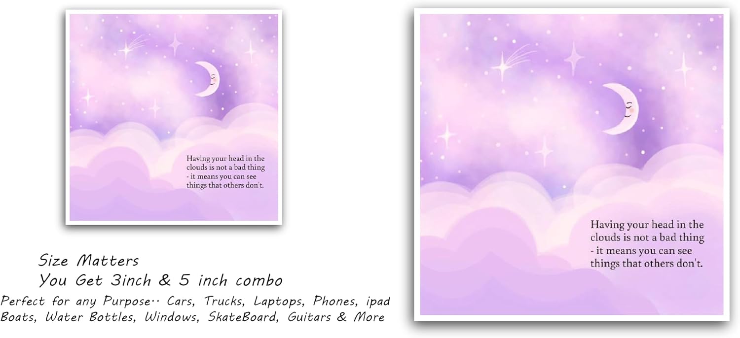 2 (Pieces) 3" and 5" Purple Night Sky Sticker, Waterproof Vinyl Decals for Many Purpose Like Cars, Trucks, Laptops, Phones, Windows and More