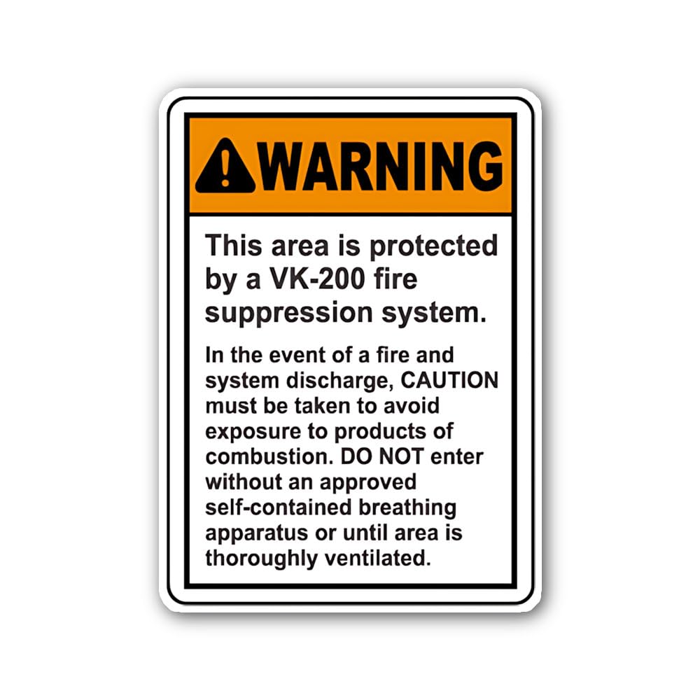 2 (Pieces) 3" and 5" Fire Supression System Warning Sign Sticker, Waterproof Vinyl Decals for Many P